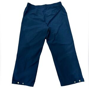 80s LAUREN RALPH LAUREN NAVY COTTON & NYLON W SNAP ANKLE ACTIVEWEAR PANTS SZ 16
